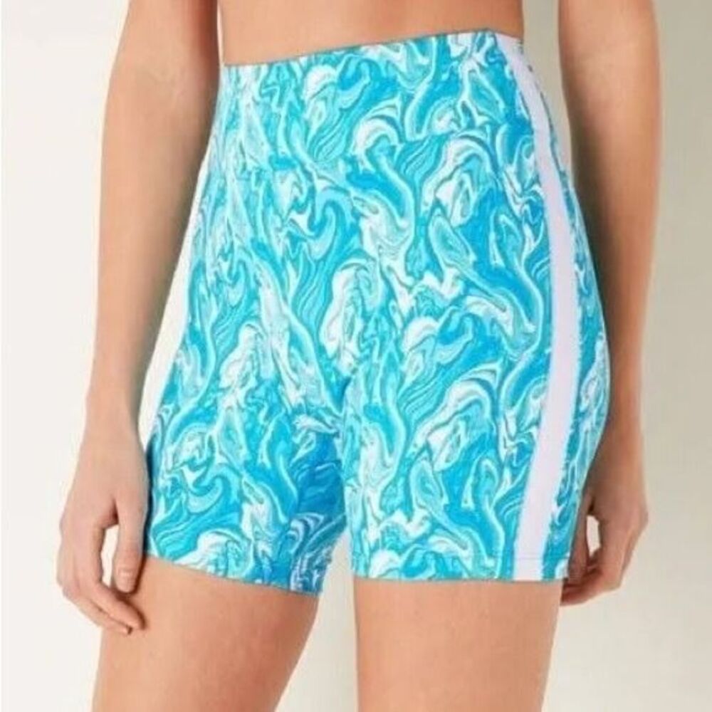 VICTORIA SECRET PINK! 6" SOFT ULTIMATE HIGH WAIST BIKER SHORT XLarge Marble Blue